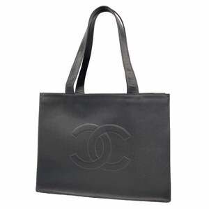 CHANEL Black Caviar Leather Tote Bag